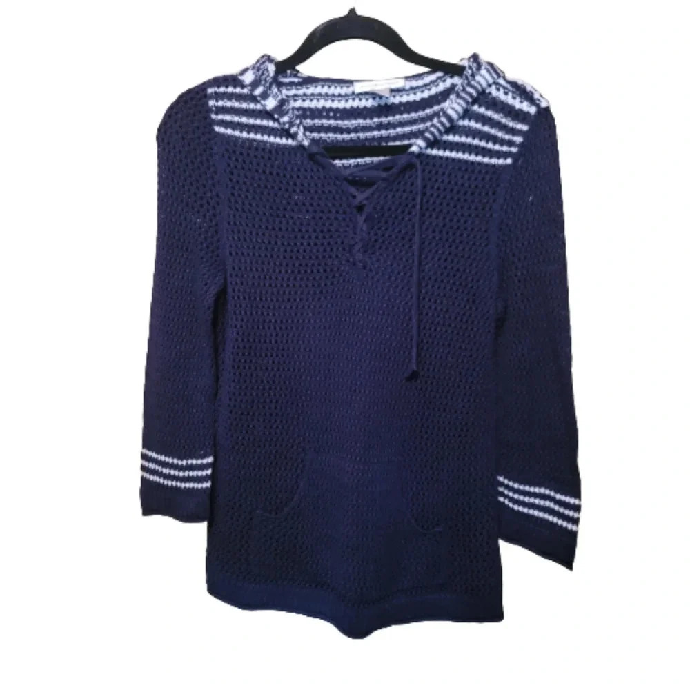 Christopher & Banks Navy/White lightweight hoodie
